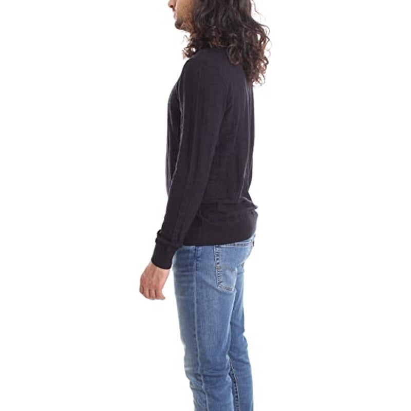 Emporio Armani Jacquard Crew Neck Pullover Jumper Sweater Black Large NEW $225
