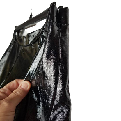 TopShop Black Idol Mini Flippy Skirt Faux Leather 6 Punk Rocker Circle Hardcore
