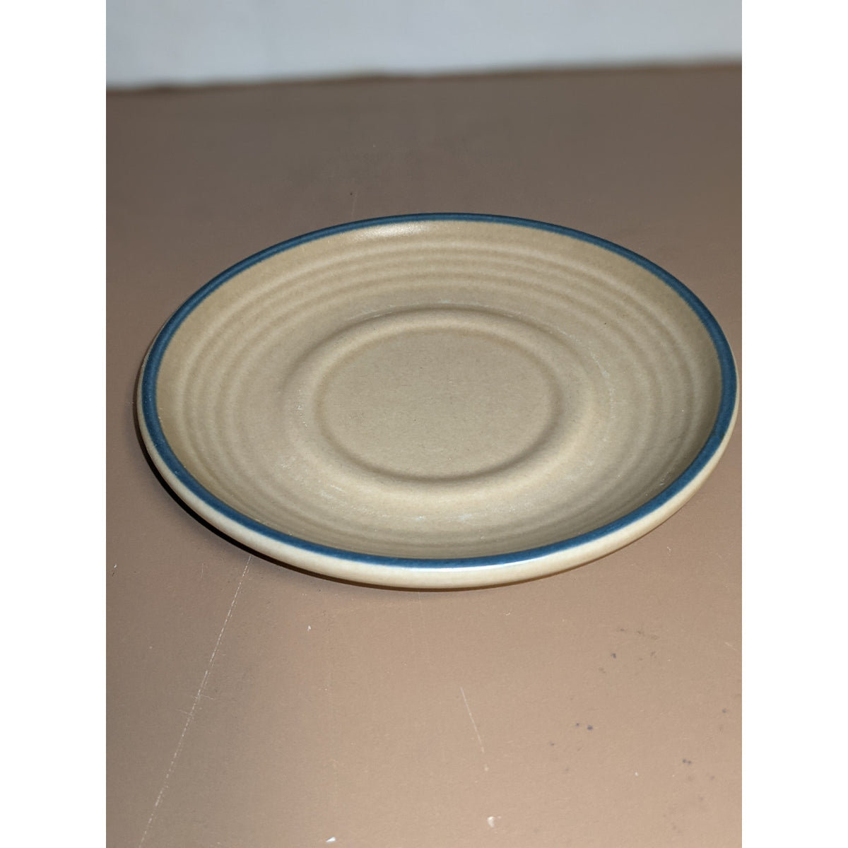 Pfaltzgraff Saucer for Tea Cup Replacement 6" Plate Tan Blue Edge LOT of 6