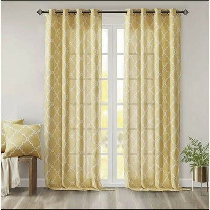Madison Park Long Curtain Opaque Fretwork Panel LOT of 2 Pkg. 50" x 95" Saratoga