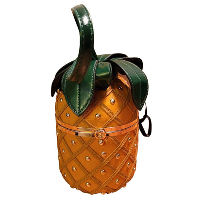 Pineapple Purse Yellow Green Leather Shoulder Strap Crossbody Swinger Cruise NEW