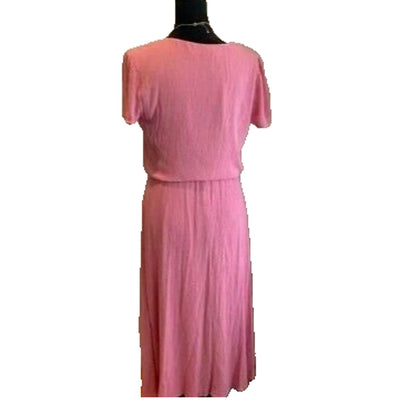 WAYF Blouson Pullover Lined Short Sleeve Flowy Midi Dress Sz 2X Pink Cherise NWT