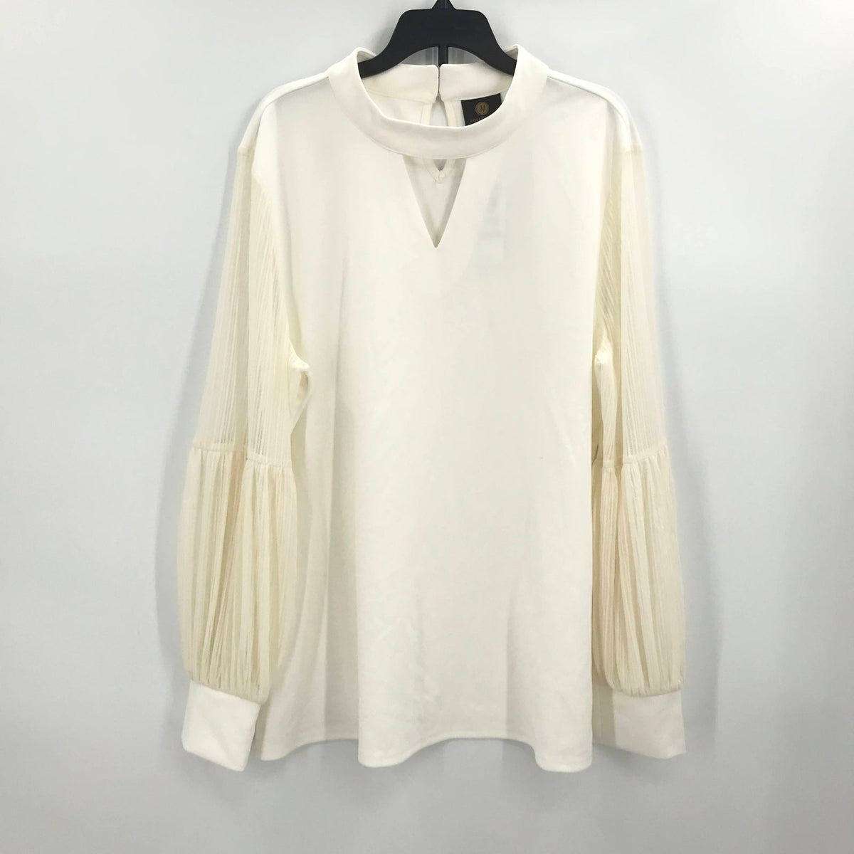 JM Collection Cream Blouse Top Keyhole Neck Long Sleeve XL CAREER BLOUSE SHIRT