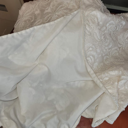 Lawrence Kazar N.Y. beaded Gown Mother in Law Wedding Dress Large Vintage Cream