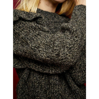 Topshop Cable Knit Ruffle Sleeve Pullover Sweater Size 0-2 Charcoal Gray NWT