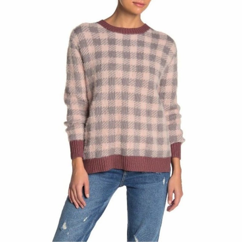 Susina NWT Classic Checkered Pullover Sweater Long Sleeve Crew Neck Size MP