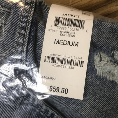 Style & Co NEW Duchess distressed Denim Jean Jacket Medium