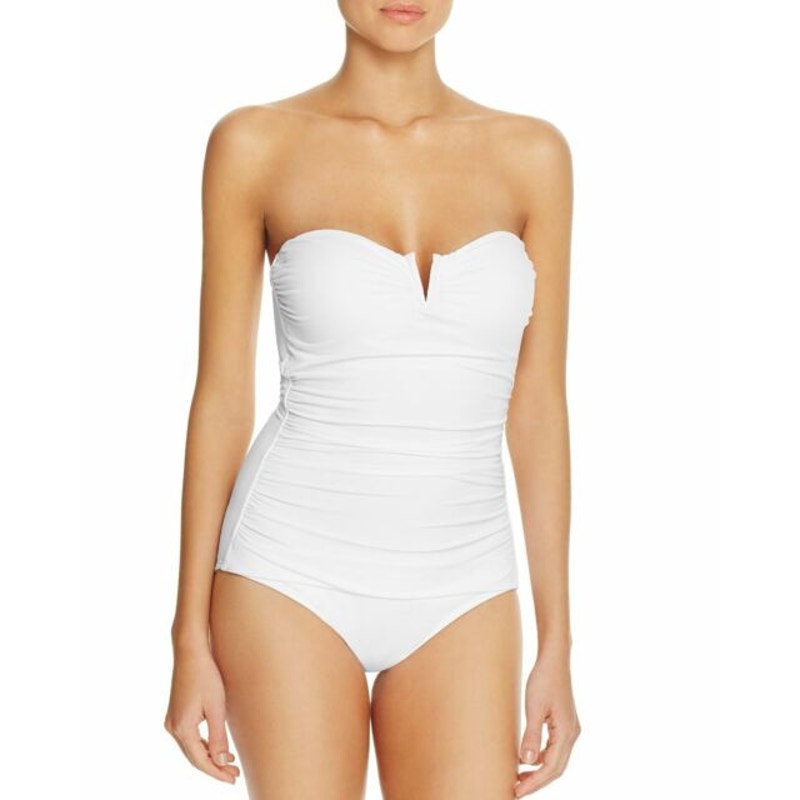 Tommy Bahama Pearl V Wire Bandeau 1 Piece Swimsuit Bathing Suit White Size 4