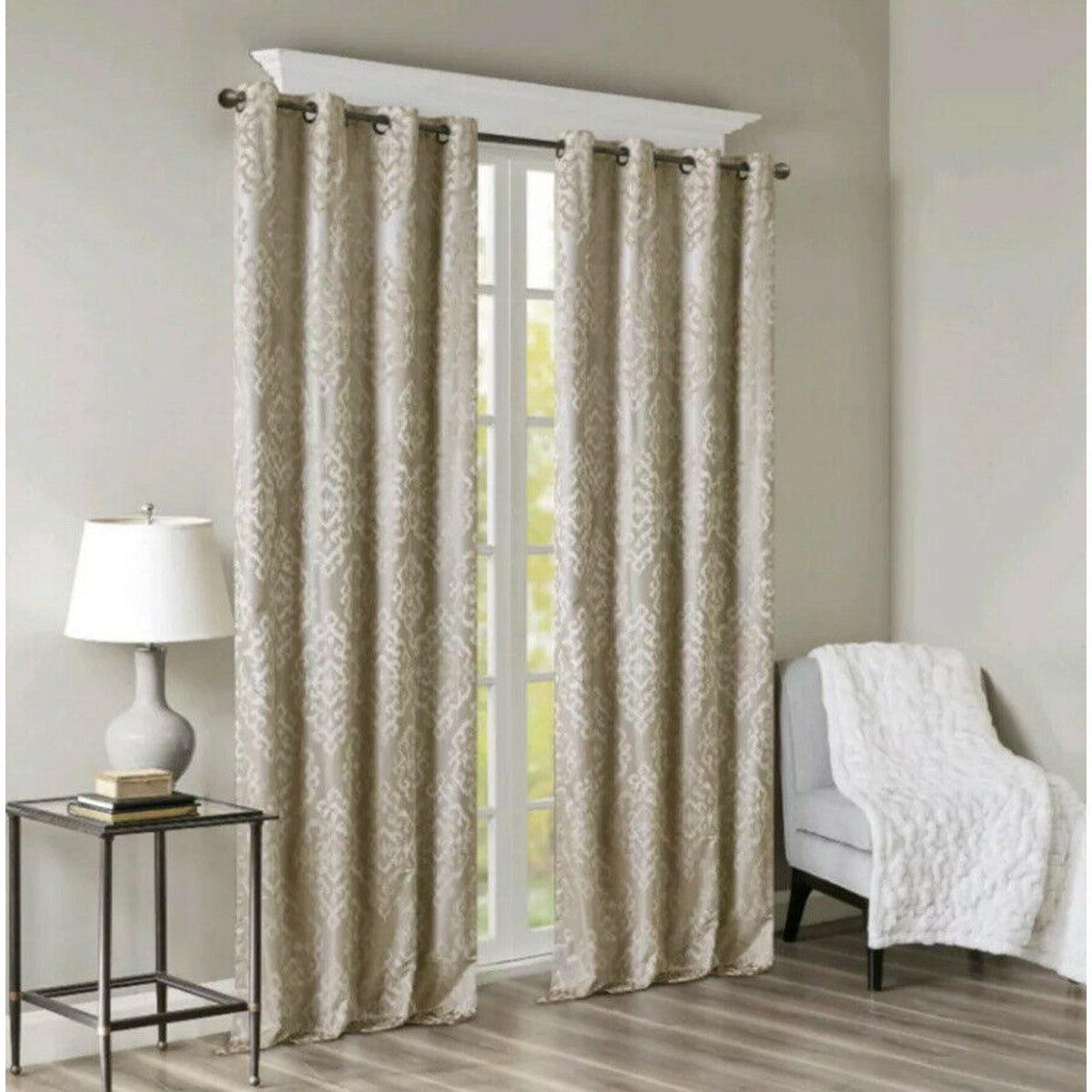 Sunsmart Azalea Knit Jaquard Total Blackout ONE Window Panel 50"x108" metallic
