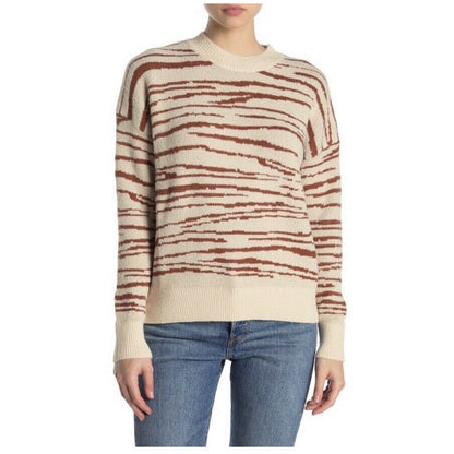 4SI3NNA Sweater Women's Small Zebra Tan Brown Nylon Blend