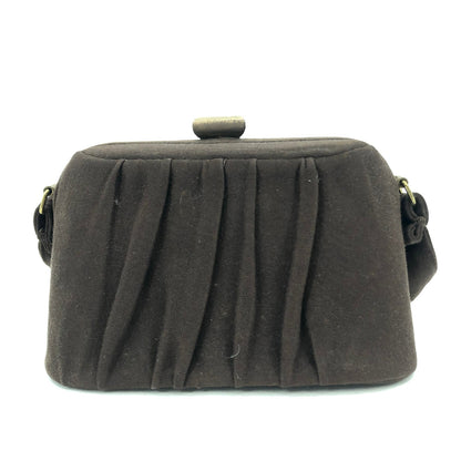 Vintage Brown Ruched with Gold Clasp 1950s Evening Bag Purse