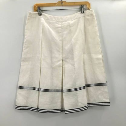 Cheerleader Striped Pleated circle Skirt High Rise Wasted Ivory Black Waist 32