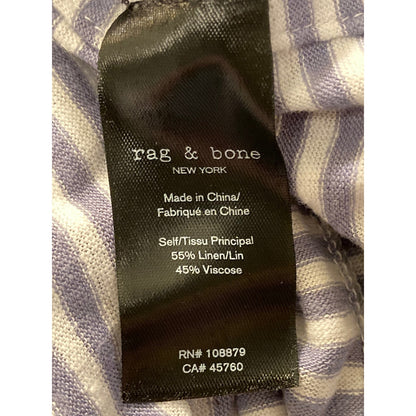 Rag & Bone Linen Blend Round Neck Tunic Top Sz 2XL Dusk Lavender Air Stripe NWT