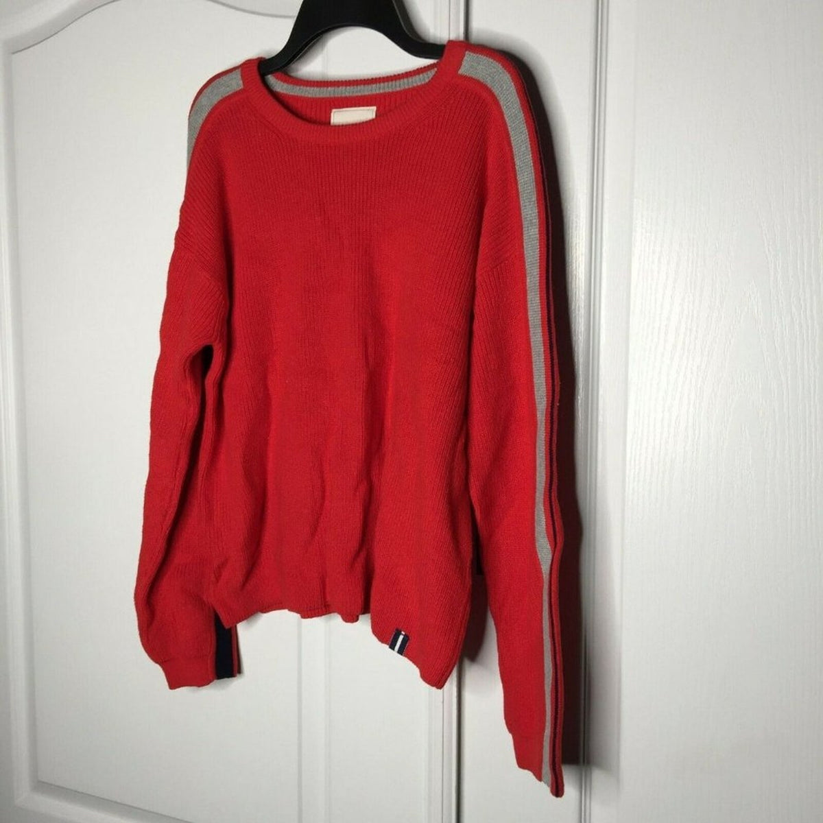 Court & Rowe Pullover Sweater Red Stripe Sporty Belle Noel Medium Cotton NEW