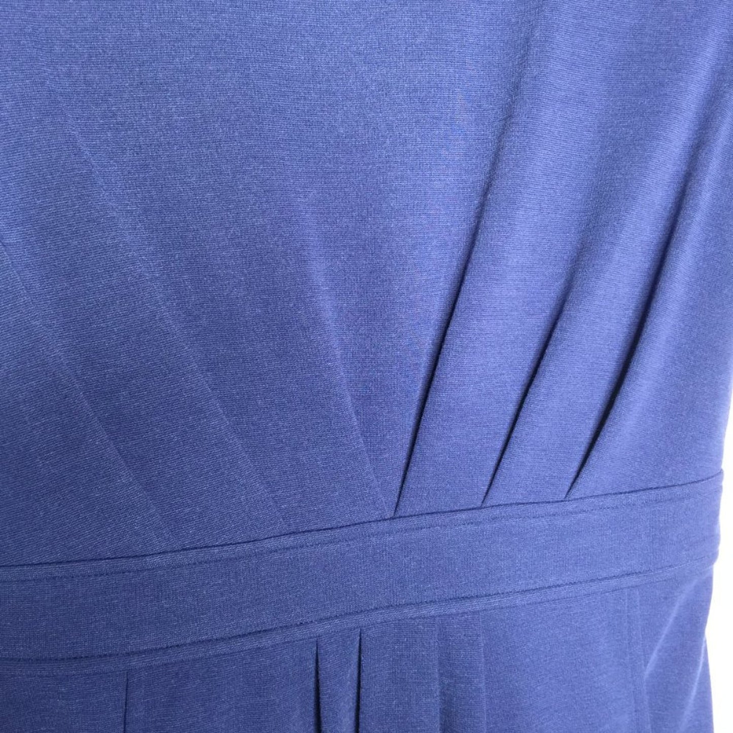 41 Hawthorn A-Line Ponte Knit Dress Pleated Short Sleeve Back Zip Blue LARGE