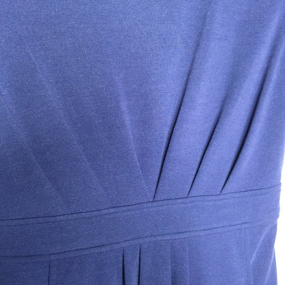 41 Hawthorn A-Line Ponte Knit Dress Pleated Short Sleeve Back Zip Blue LARGE