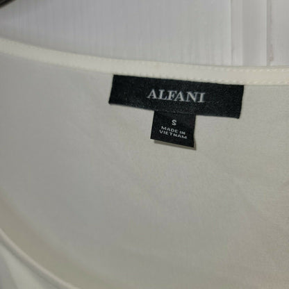 ALFANI Casual Tiered Top Blouse Long Sleeve Scoop Neck Ivory Size Small NWT