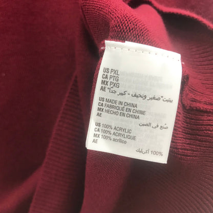 Karen Scott Crew Neck Pullover Back Zip Sweater Long Sleeve Maroon XL Petite