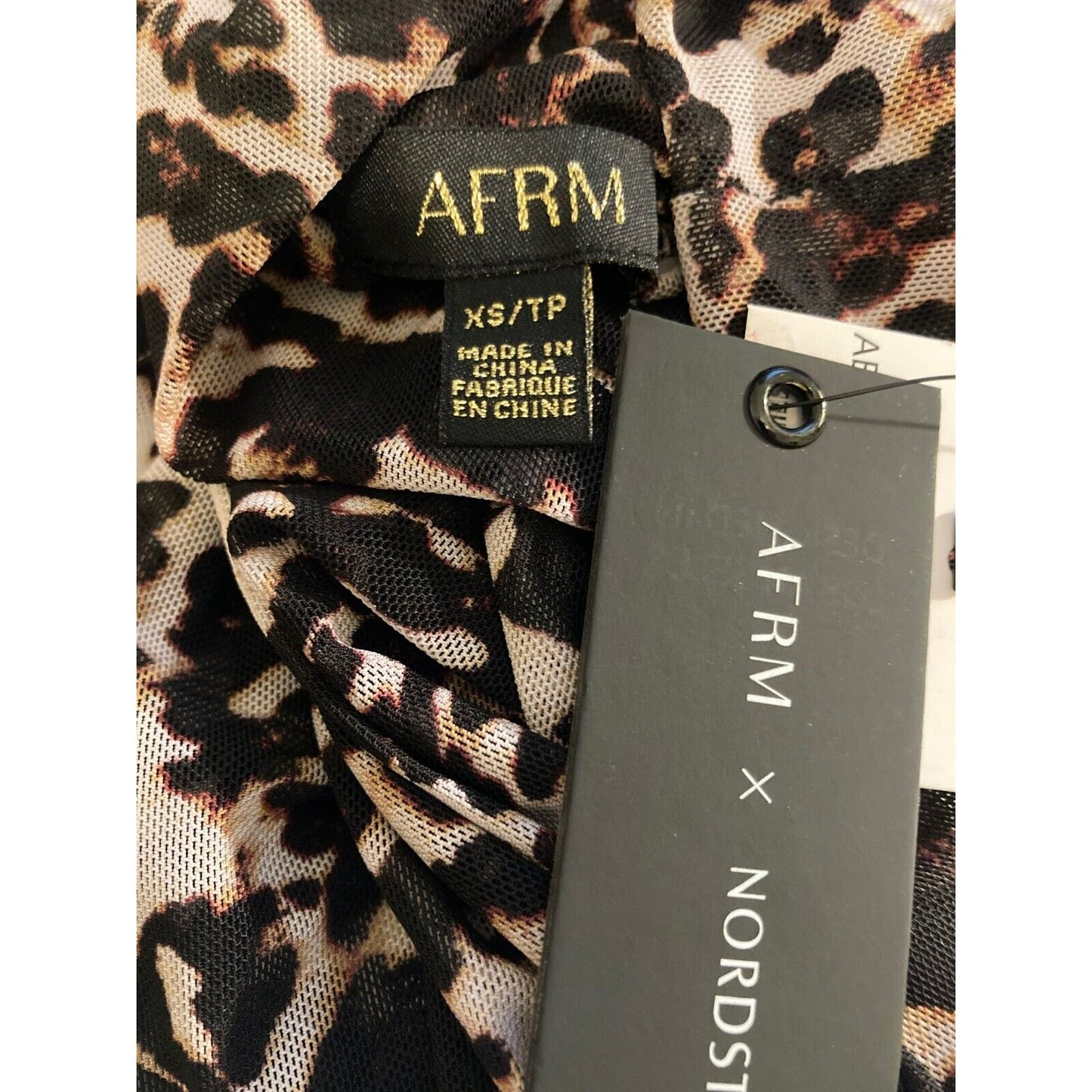 AFRM Sheer Sleeveless Cowl Neck Pullover Top XS/Extra Small Leopard Print NWT