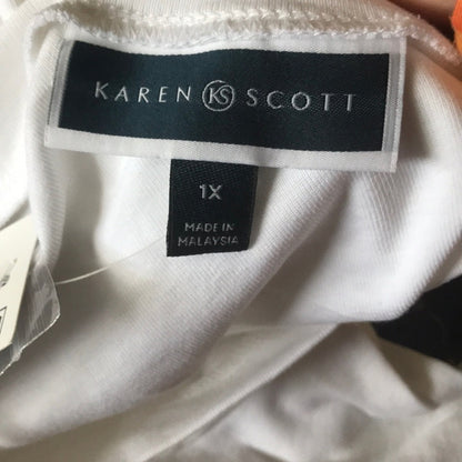 Karen Scott NEW Plus Size White V Neck Size 1X casual plain shirt top blouse