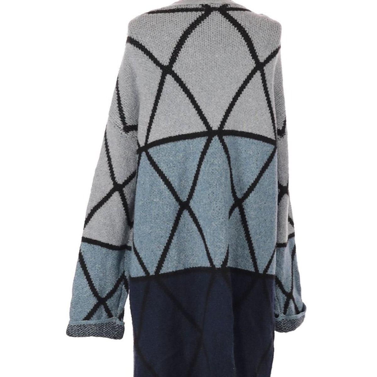 Joseph A. Cardigan Sweater Small Long Sleeve Ombre Grid Geometric New Blue