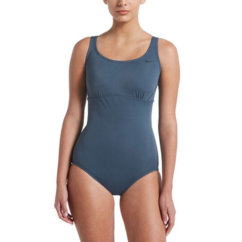 Nike Women's Solid Epic Racerback One-Piece Swimsuit Steel Blue Medium NEW