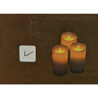 Flicker Candle Set of Three Beige Flameless LED 6" Pillar Faux Wax with Remote