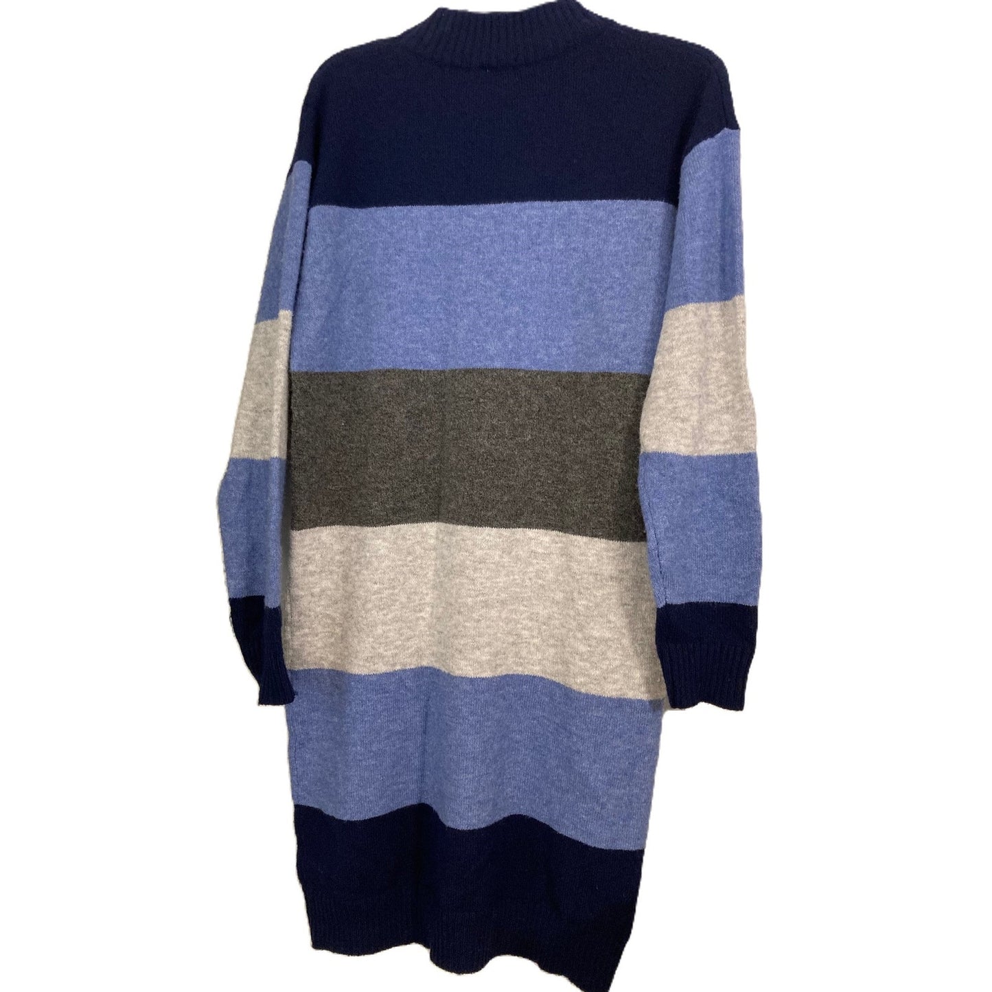 Stitchdrop Soft Knit Crew/Mock Sweater Dress Sz Medium in Blue/Gray Stripes NWT