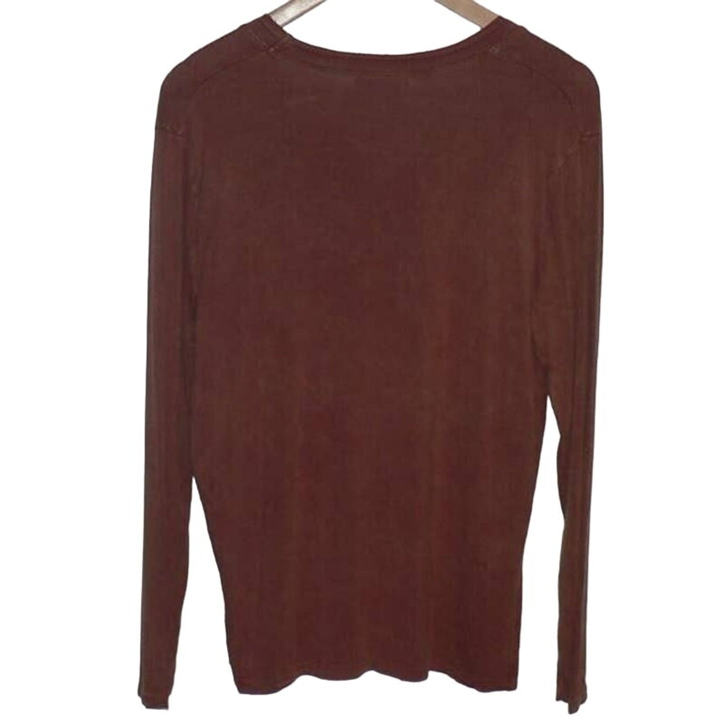 Treasure & Bond Mineral Wash V-Neck Long Sleeve Top XS/Extra Small Burgundy NWT