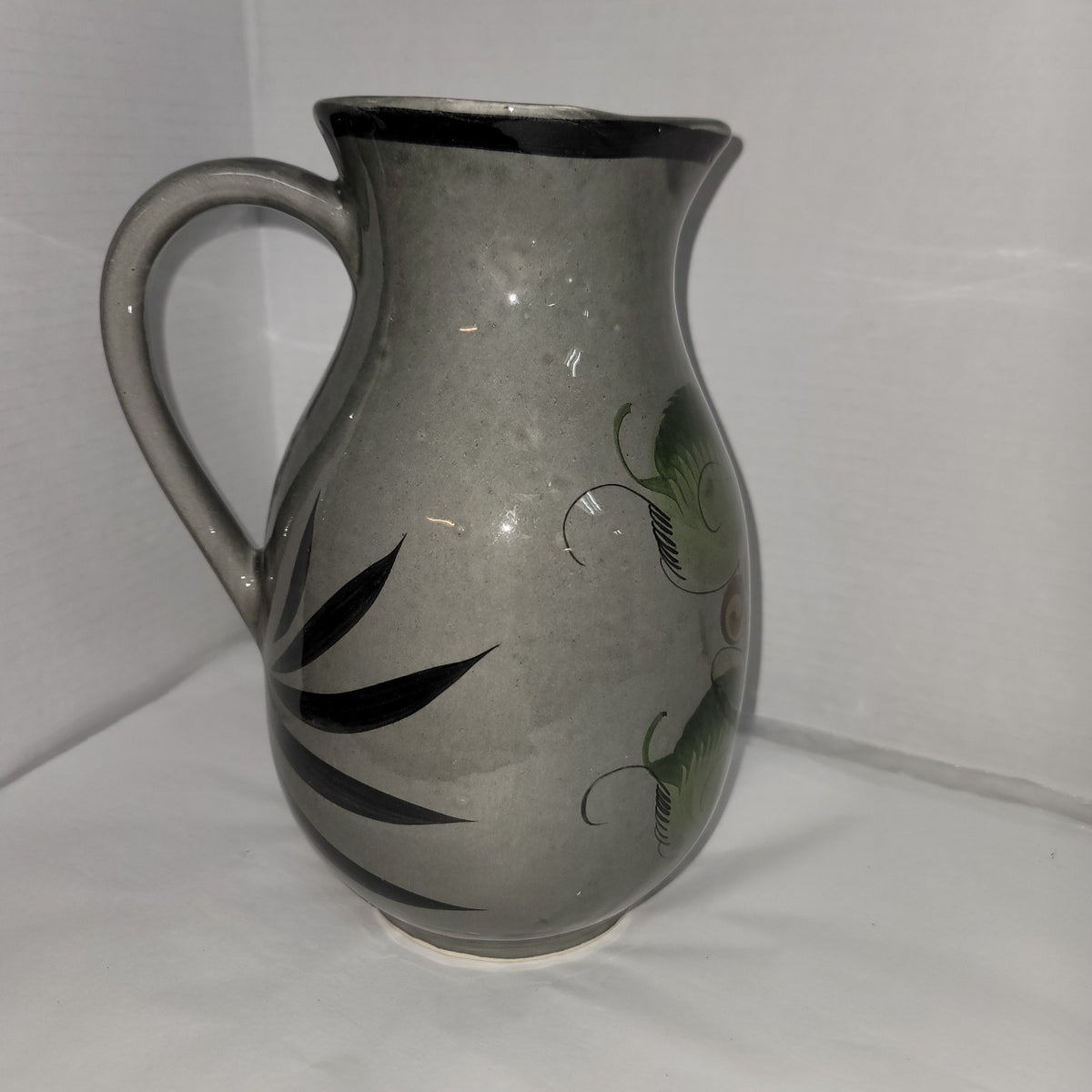 Mexico pottery sangria pitcher floral Mexican jug pottery floral handle TALAVERA