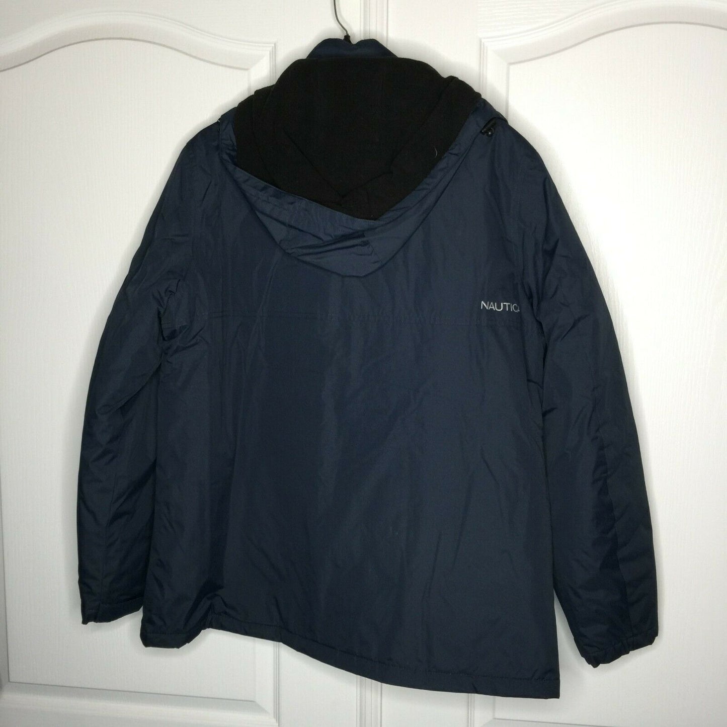 Nautica Shell & Quilted Liner Hooded Jacket Long Sleeves Water-Resistant Large