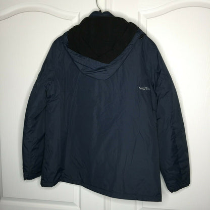 Nautica Shell & Quilted Liner Hooded Jacket Long Sleeves Water-Resistant Large
