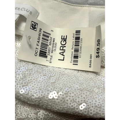 Charter Club NWT Sequined Tank Top Sleeveless Round Neck Cloud Large