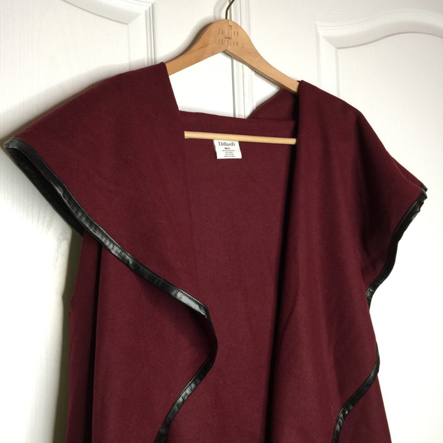 Dillard's Wool Blend Circle Cardigan Cover-up Kimono Duster Open Front Wine M/L