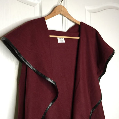 Dillard's Wool Blend Circle Cardigan Cover-up Kimono Duster Open Front Wine M/L