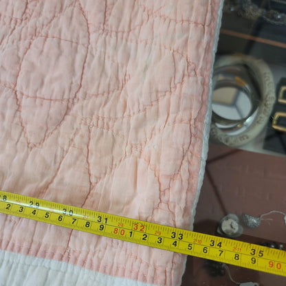 Handmade Pink White Quilt Full Queen Butterfly Stitched Names Community 80x66