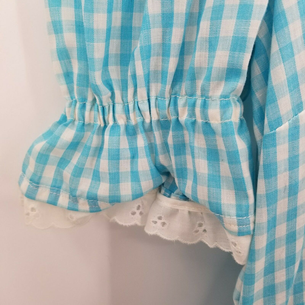 Vintage Baby Doll SQUARE DANCe Dorothy OZ Dress Short Puff Sleeve Neck Sky Blue