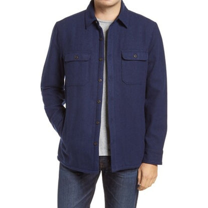 NWT 1901 Shirt Jacket Front Button Long Sleeve Collared Neck Navy Blue Size XXXL