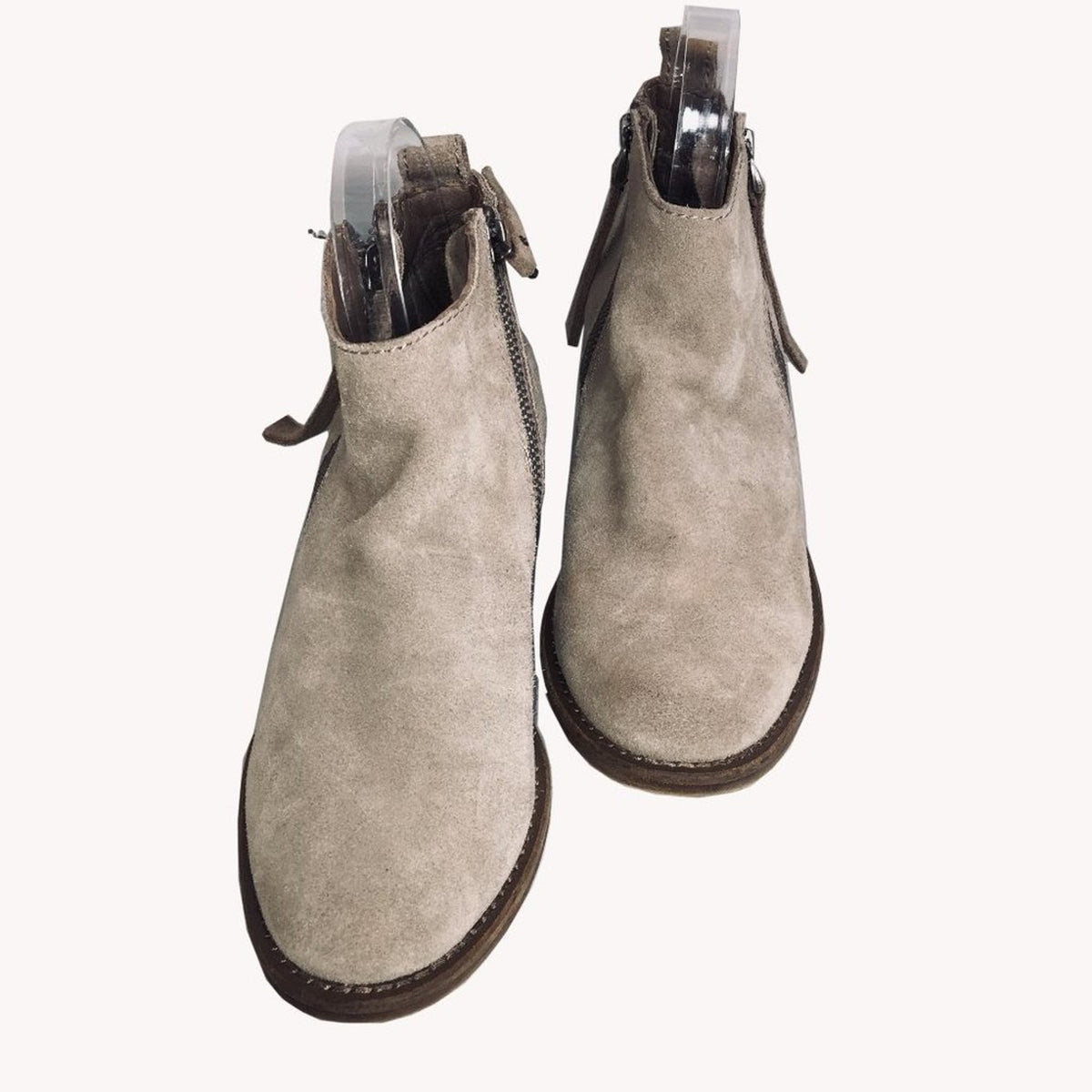 Dolce Vita Ankle Booties Suede Taupe Side Zipper size 6