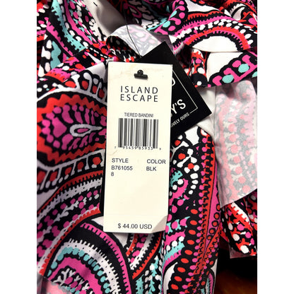Island Escape NWT Prado Beach Tiered Bandini Swim Top Paisley Pink Size 8