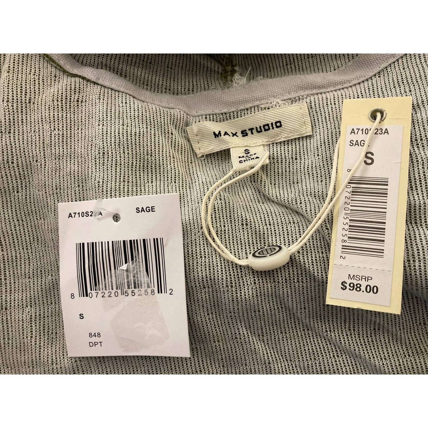 Max Studio Lightweight Open Front Hooded Cardigan Size Small in Sage Green NWT