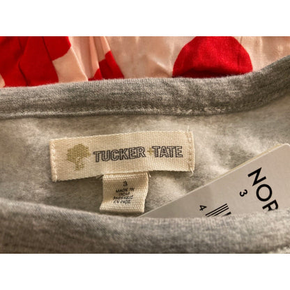 TUCKER + TATE Toddler Grey Fleece Bodice/Pink Red Heart Print Dress Size 3 NWT