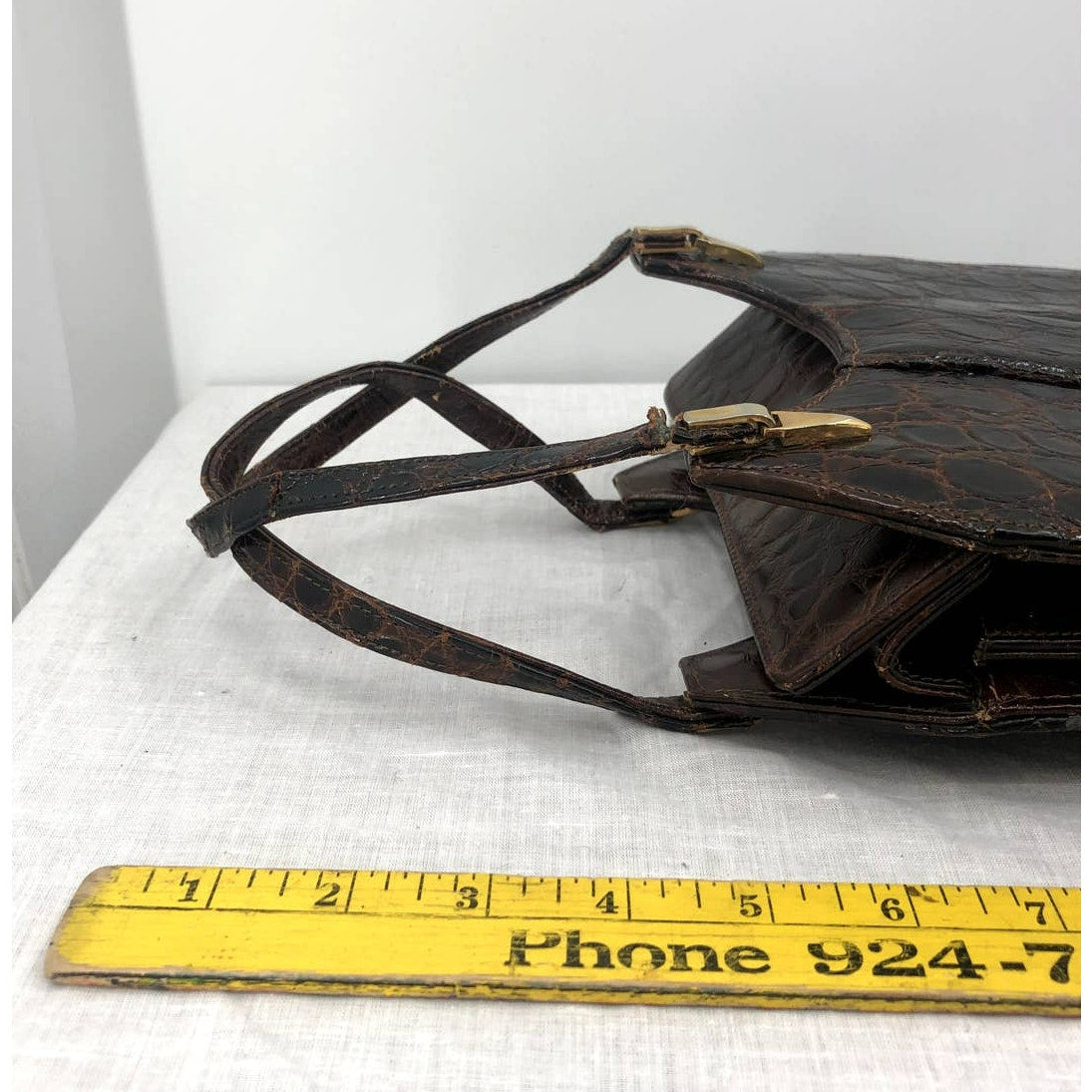 Nicholas Reich Brown Alligator Leather Purse Accordion Pocket Book Hand Bag