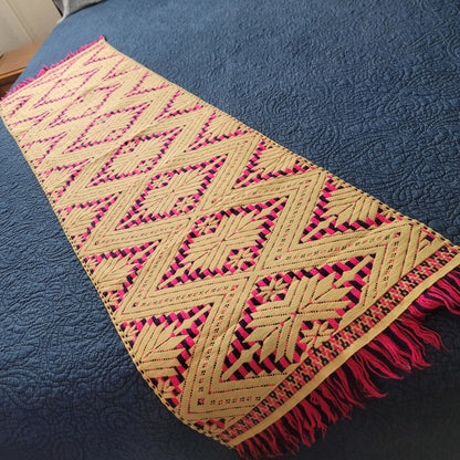 Handmade OAXACAN Table Bed Console Dresser Runner Embroidery Geometric Linens