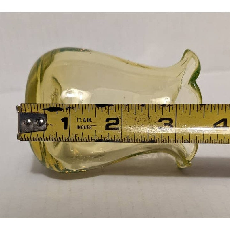 Vintage Uranium Glass Mini Vase handblown Handle JUG pitcher UV Reactive Tested