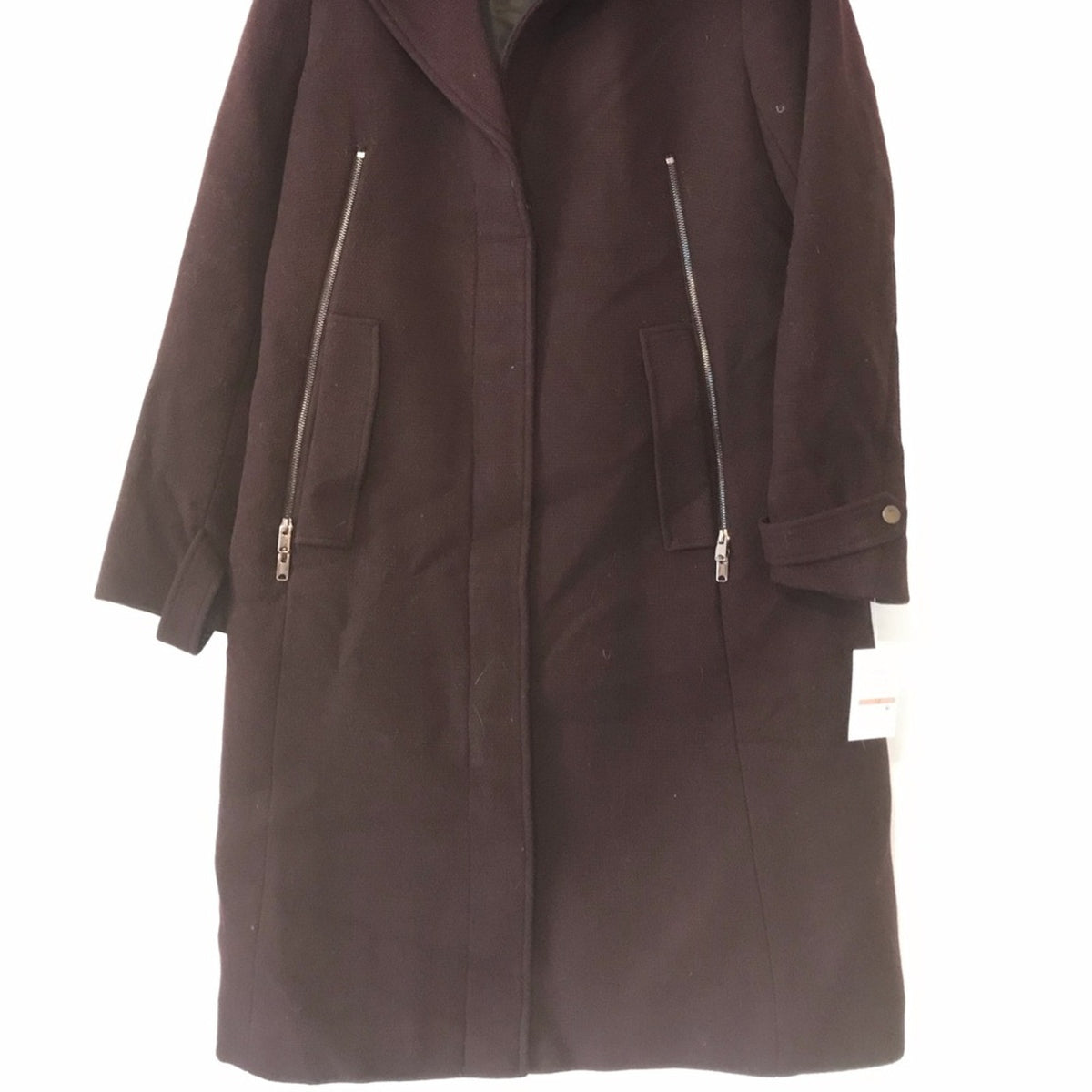 Marc New York NWT Winter Havana Bur Wool Melton Burgundy Coat Size 12