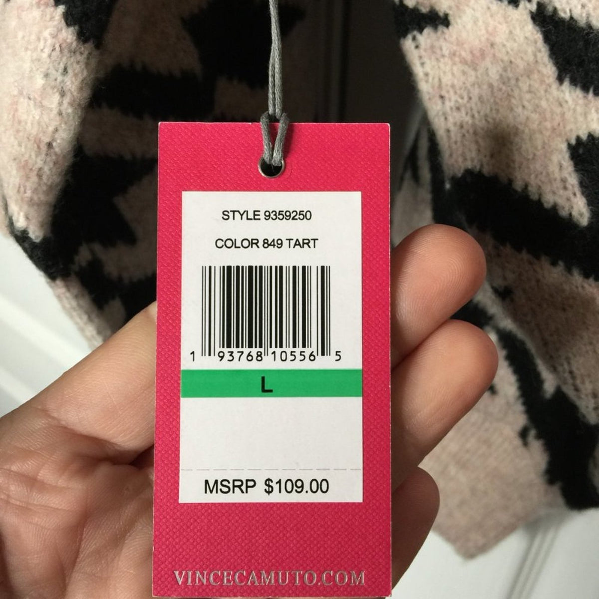 Vince Camuto Pullover Sweater Turtleneck Sweater Houndstooth Large Winter Heavy
