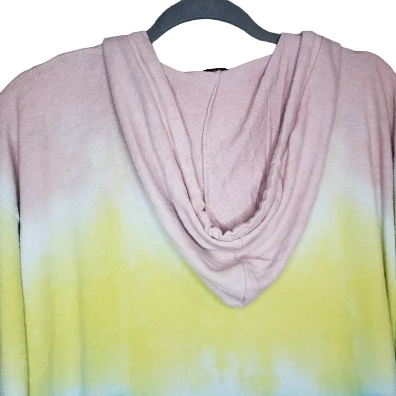 Theo & Spence Womens Hooded Sweatshirt Small Rainbow Tie Dye NEW Kangaroo Pocket