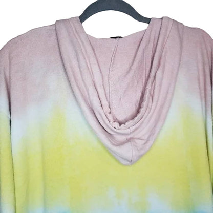 Theo & Spence Womens Hooded Sweatshirt Small Rainbow Tie Dye NEW Kangaroo Pocket