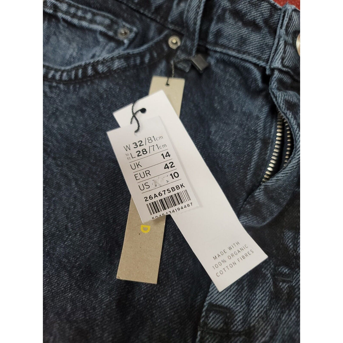 Topshop US 10 Petite Size 32 28 Length DARK Straight Leg Jeans Raw Hem Wash nEW
